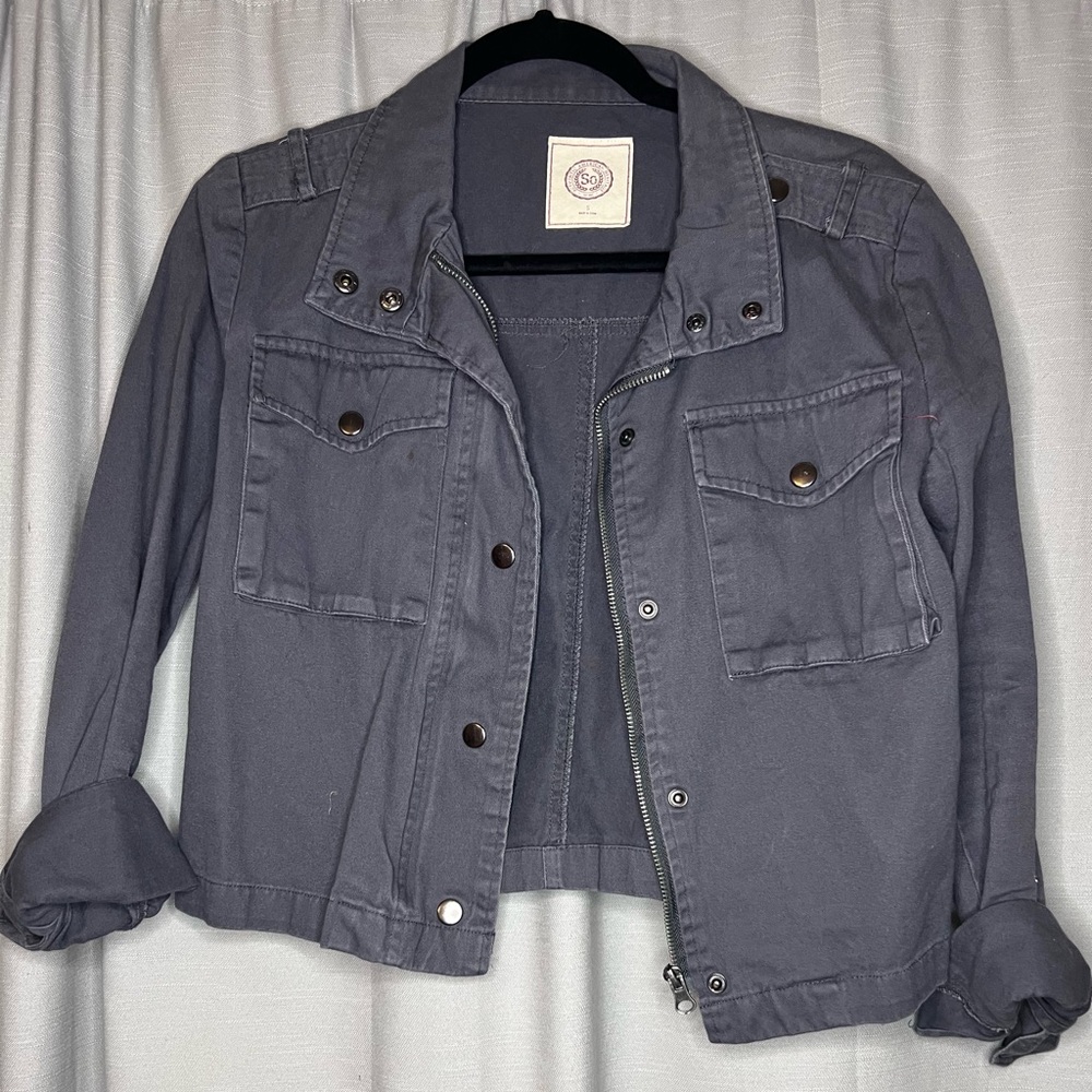 So Brand (Kohl’s) Dark Gray Cropped Cargo Jacket Size S